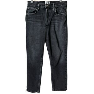 AGOLDE Riley Size 28 Washed Black High Rise Straight Crop Jeans